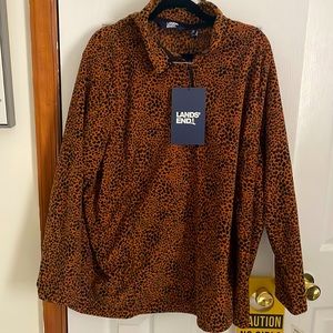 3x Lands end leopard pull over fleece